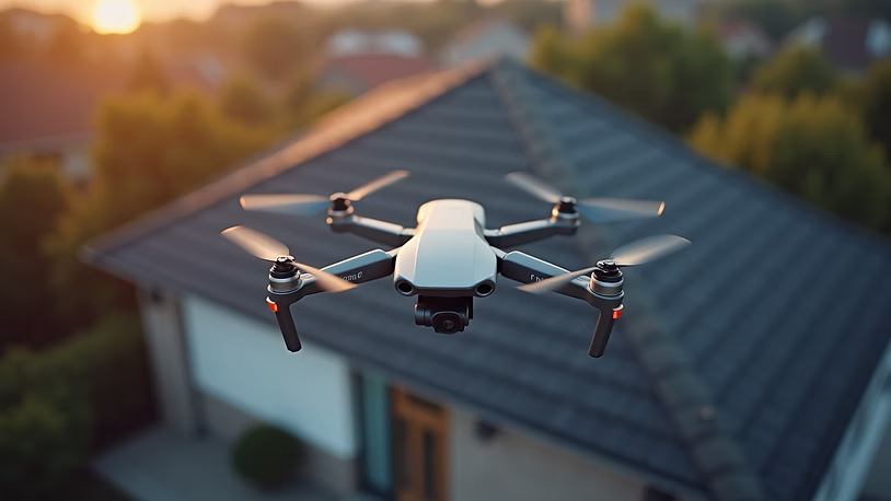 A picture of a drone roof inspection