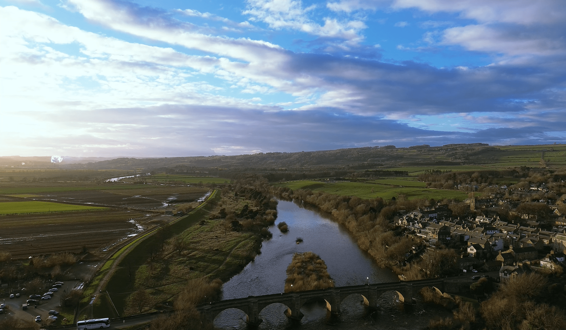 An aerial picture of a winding river